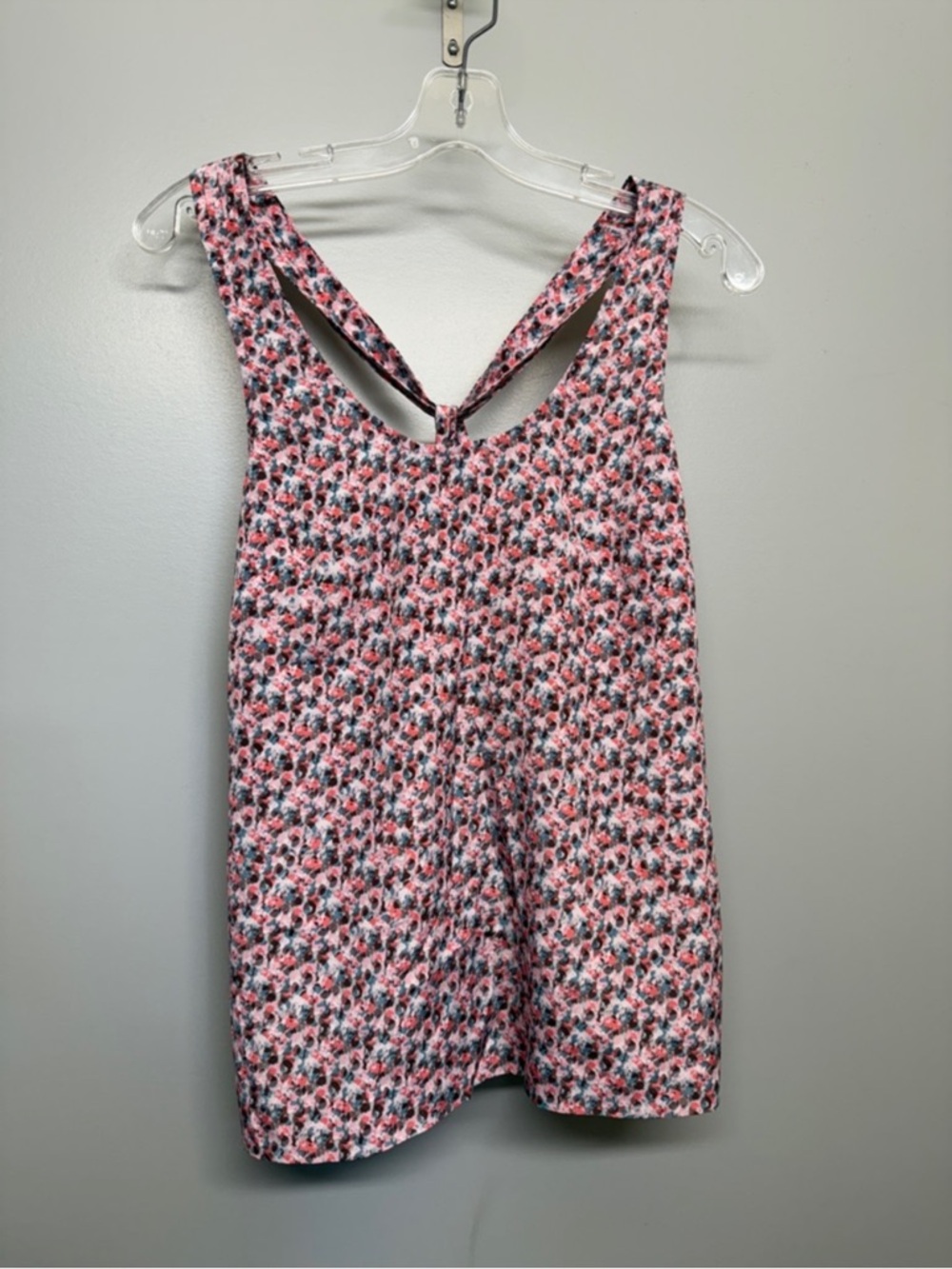 J. Crew Pink Multi Floral Print Tank Top Open Back Strappy Blouse